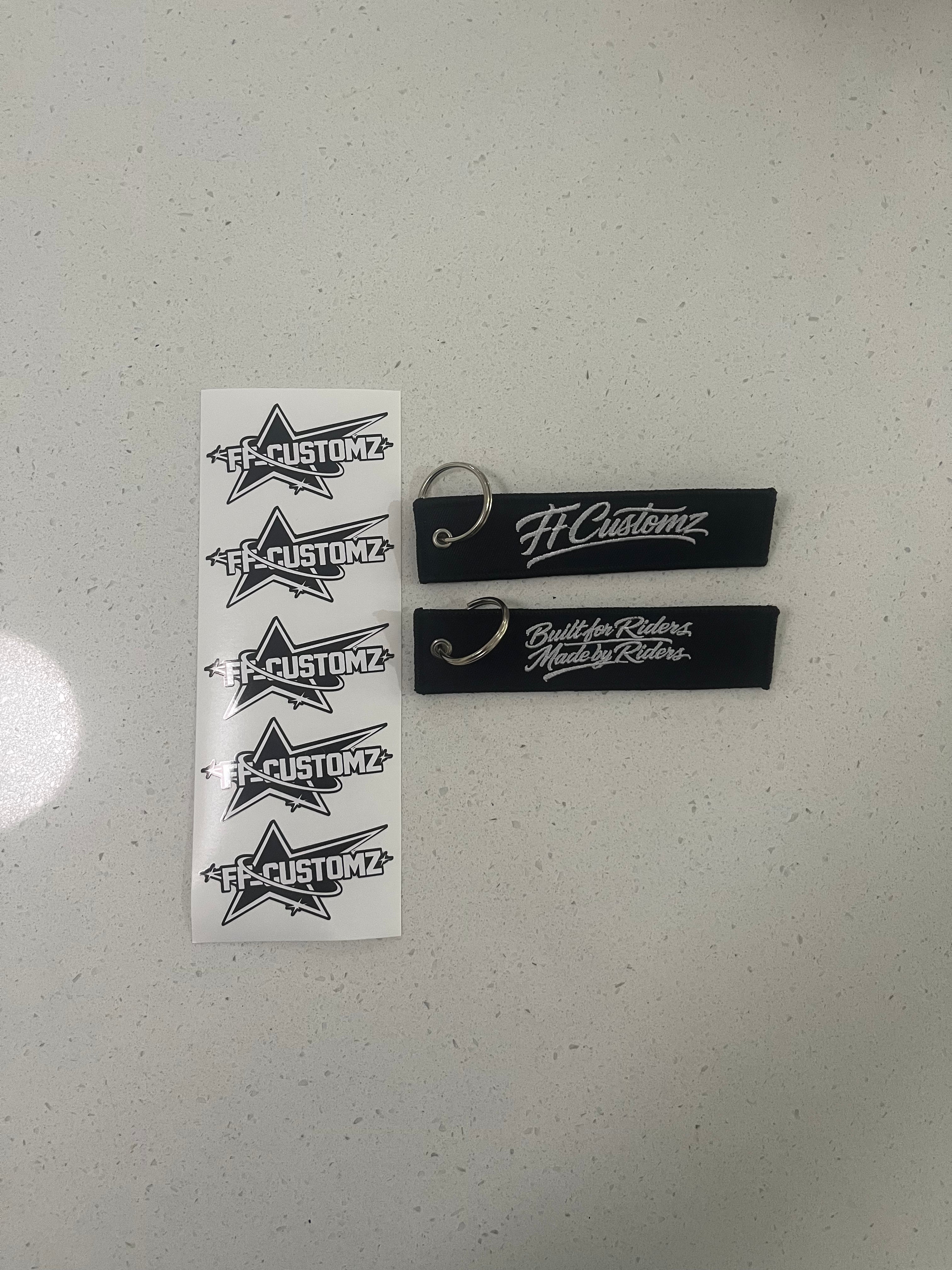 Keychain and sticker pack.